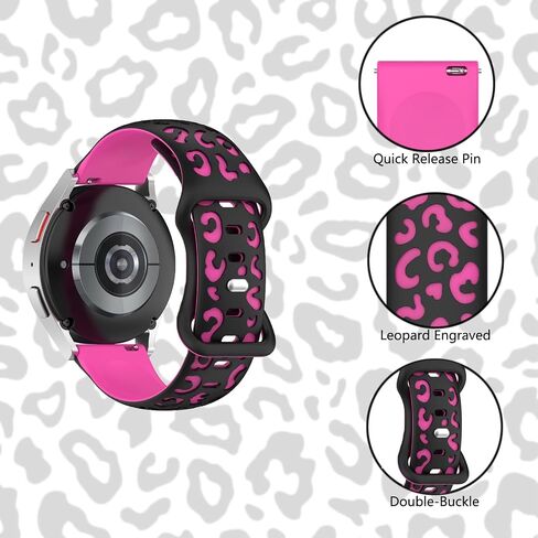 Leopard Engraved Bands Compatible with Samsung Galaxy Watch 7/6/5/4/40mm 44mm Band,Galaxy Watch 3/5 Pro 45mm,Active 2 Band,20mm Soft Silicone Replacement Sport Strap for Women in Saudi Arabia