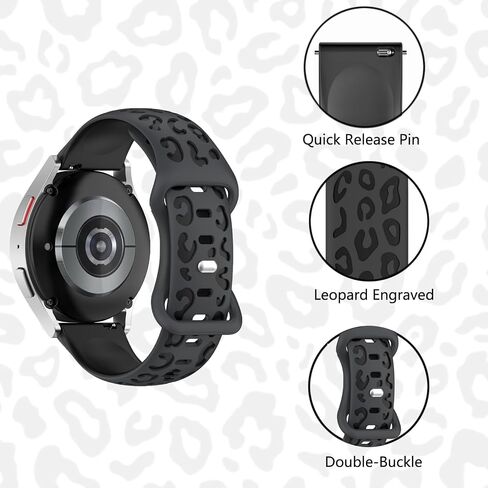 Leopard Engraved Bands Compatible with Samsung Galaxy Watch 7/6/5/4/40mm 44mm Band,Galaxy Watch 3/5 Pro 45mm,Active 2 Band,20mm Soft Silicone Replacement Sport Strap for Women in Saudi Arabia