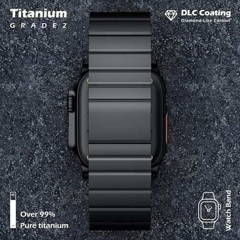 LULULOOK Titanium Band for Apple Watch Ultra 2/Ultra 49mm, Adjustable Magnetic Clasp Titanium Metal Straps, Men’s Smartwatch Band for Ultra 2/Ultra with DLC Scratch Resistant Coating in Kuwait