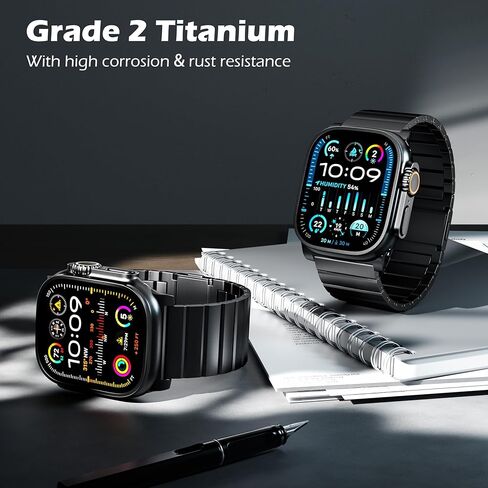 LULULOOK Titanium Band for Apple Watch Ultra 2/Ultra 49mm, Adjustable Magnetic Clasp Titanium Metal Straps, Men’s Smartwatch Band for Ultra 2/Ultra with DLC Scratch Resistant Coating in Kuwait