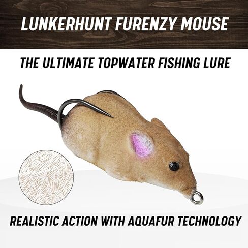 Lunkerhunt Furenzy Mouse Topwater Erure لباس ، تراوت و Pike - 2.5 "، 1/2 أوقية | أكوافور للاحتفاظ بنسبة 15 ٪ in Kuwait