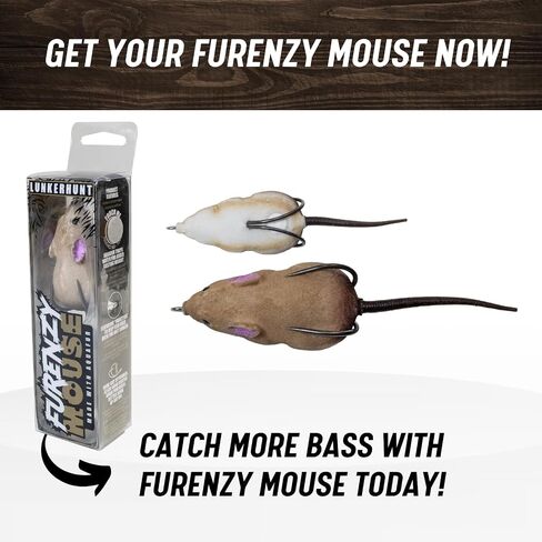 Lunkerhunt Furenzy Mouse Topwater Erure لباس ، تراوت و Pike - 2.5 "، 1/2 أوقية | أكوافور للاحتفاظ بنسبة 15 ٪ in Kuwait