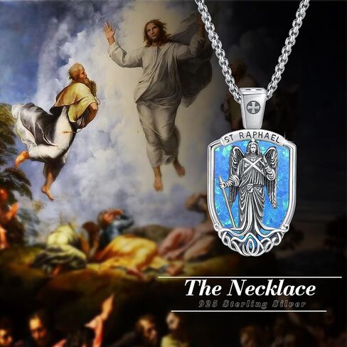 قلادة سانت ديمفنا من الفضة الإسترلينية عيار 925، قلادة شفيع كاثوليكي للصحة العقلية، قلادة سانت ديمفنا مجوهرات للرجال مع سلسلة 22 بوصة in Kuwait