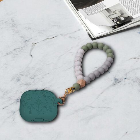 يتوافق السيليكون المتوافق مع غطاء AirPods 4 مع حزام معصم السيليكون ، زهرة لطيفة محفورة مقاومة للصدمات مع المعصم لـ AirPods 4 Case 2024 in Kuwait