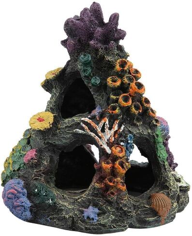 PINVNBY Coral Aquarium Decoration Fish Tank Resin Rock Mountain Cave Ornaments Betta Fish House for Betta Sleep Rest Hide Play Breed in Kuwait