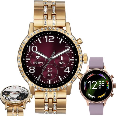 Zpimy 1.32 '' Amoled Smart Watch للنساء ، الإجابة/إجراء المكالمات ، الاتصال اللاسلكي Smart Watch for Android و iPhone ، تعقب اللياقة البدنية ، مراقبة النوم ، السعرات الحرارية الخطوة ، 100+ أوضاع رياضية ، 2 حلقات (الذهب) in Kuwait