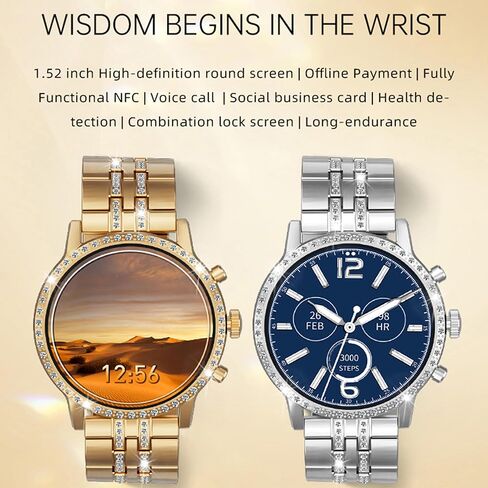 Zpimy 1.32 '' Amoled Smart Watch للنساء ، الإجابة/إجراء المكالمات ، الاتصال اللاسلكي Smart Watch for Android و iPhone ، تعقب اللياقة البدنية ، مراقبة النوم ، السعرات الحرارية الخطوة ، 100+ أوضاع رياضية ، 2 حلقات (الذهب) in Kuwait