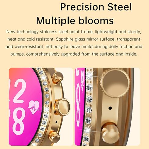 Zpimy 1.32 '' Amoled Smart Watch للنساء ، الإجابة/إجراء المكالمات ، الاتصال اللاسلكي Smart Watch for Android و iPhone ، تعقب اللياقة البدنية ، مراقبة النوم ، السعرات الحرارية الخطوة ، 100+ أوضاع رياضية ، 2 حلقات (الذهب) in Kuwait