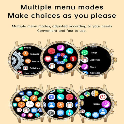 Zpimy 1.32 '' Amoled Smart Watch للنساء ، الإجابة/إجراء المكالمات ، الاتصال اللاسلكي Smart Watch for Android و iPhone ، تعقب اللياقة البدنية ، مراقبة النوم ، السعرات الحرارية الخطوة ، 100+ أوضاع رياضية ، 2 حلقات (الذهب) in Kuwait