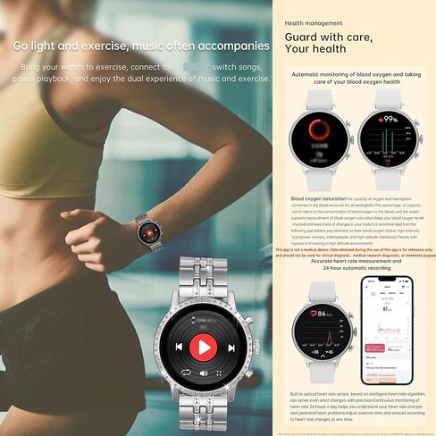 Zpimy 1.32 '' Amoled Smart Watch للنساء ، الإجابة/إجراء المكالمات ، الاتصال اللاسلكي Smart Watch for Android و iPhone ، تعقب اللياقة البدنية ، مراقبة النوم ، السعرات الحرارية الخطوة ، 100+ أوضاع رياضية ، 2 حلقات (الذهب) in Kuwait