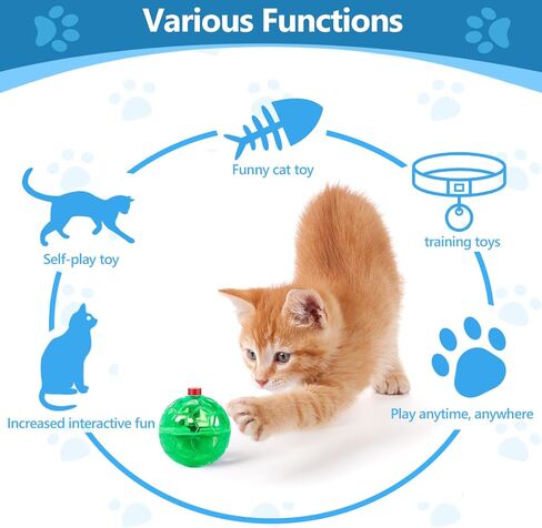 Sratte 6 Pieces Ghost Hunting Cat Ball Activated Cat Toy LED Light Motion Cat Dog Interactive Toys Pet Glowing Mini Running Exercise Ball Toys for Animals Activity in Kuwait