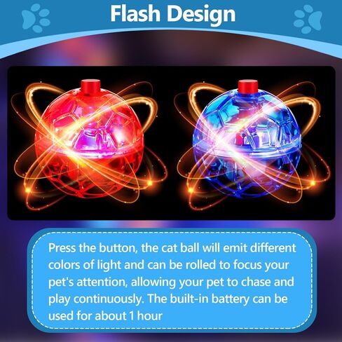 Sratte 6 Pieces Ghost Hunting Cat Ball Activated Cat Toy LED Light Motion Cat Dog Interactive Toys Pet Glowing Mini Running Exercise Ball Toys for Animals Activity in Kuwait