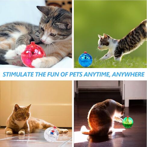 Sratte 6 Pieces Ghost Hunting Cat Ball Activated Cat Toy LED Light Motion Cat Dog Interactive Toys Pet Glowing Mini Running Exercise Ball Toys for Animals Activity in Kuwait