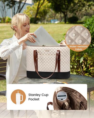 LOVEVOOK Laptop Bag for Women, 15.6 Inch Work Tote Computer Bag With Large Cup Holder, Lightweight Large Laptop Briefcase for Travel, Bussiness, Teacher in Kuwait