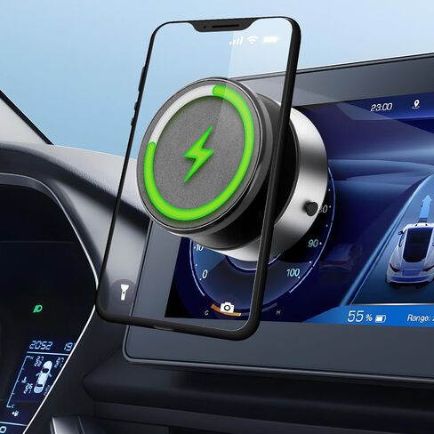 360° Rotatable Electric Vacuum Suction Cup Car Phone Holder,15W Wireless Charger Car Magnetic Phone Mount,Universal Car Phone Holder Compatible with Magsafe for iPhone 16/15/14/13/12/Pro & All Phones in Saudi Arabia