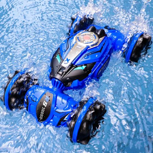 Ruko 1604 Amphibious Remote Control Tank, Shark Monster Waterproof Truck, 360° Rotating Car, Full Throttle, Water-Land All Terrain Vehicle Toys for Boys and Girls, Blue in Saudi Arabia