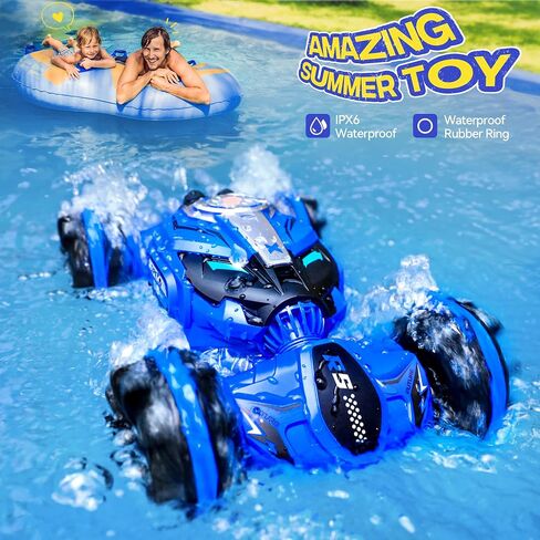 Ruko 1604 Amphibious Remote Control Tank, Shark Monster Waterproof Truck, 360° Rotating Car, Full Throttle, Water-Land All Terrain Vehicle Toys for Boys and Girls, Blue in Saudi Arabia