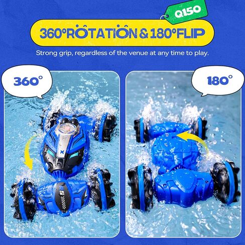 Ruko 1604 Amphibious Remote Control Tank, Shark Monster Waterproof Truck, 360° Rotating Car, Full Throttle, Water-Land All Terrain Vehicle Toys for Boys and Girls, Blue in Saudi Arabia