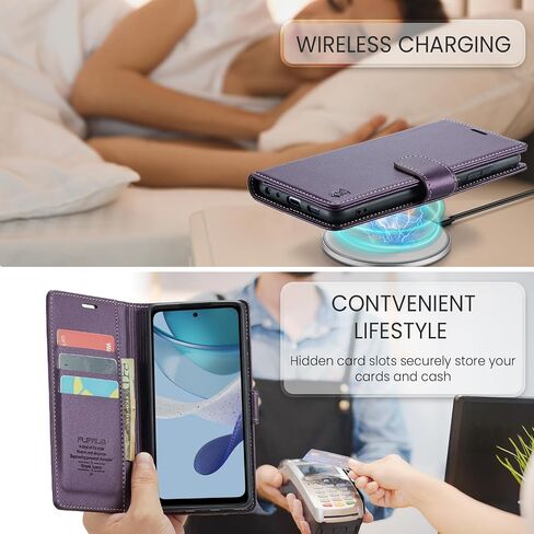 Compatible with Moto G 5G 2025 Wallet Case with RFID Blocking Credit Card Holder,PU Leather Flip Kickstand Shockproof Cover Women Men for Motorola Moto G 5G 2025 Phone Case (Purple) in Saudi Arabia