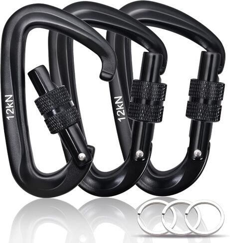 Caribeaner Clip, Heavy Duty Aluminum D Ring Shape Carabeaner, Key Chain Clip Hook, Keychain Clip, Multipurpose for Camping, Hiking, Backpacking or Other Outdoor Activities, 8PCS in Saudi Arabia