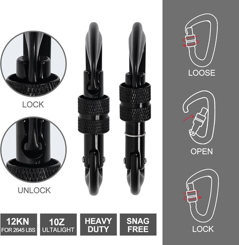 Caribeaner Clip, Heavy Duty Aluminum D Ring Shape Carabeaner, Key Chain Clip Hook, Keychain Clip, Multipurpose for Camping, Hiking, Backpacking or Other Outdoor Activities, 8PCS in Saudi Arabia