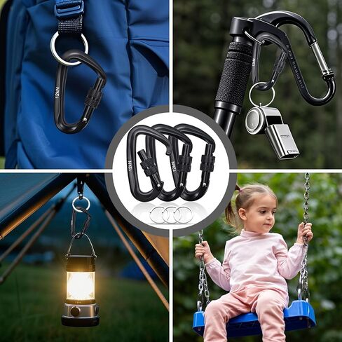Caribeaner Clip, Heavy Duty Aluminum D Ring Shape Carabeaner, Key Chain Clip Hook, Keychain Clip, Multipurpose for Camping, Hiking, Backpacking or Other Outdoor Activities, 8PCS in Saudi Arabia