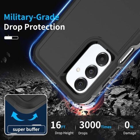 for Galaxy A16 5G Phone Case,[Military Grade Drop Tested] with Screen Protector, Dual Layer Protective Heavy Duty Cell Phone Cover Non-Slip Shockproof Rugged Case for Samsung Galaxy A16 5G (Black) in Saudi Arabia