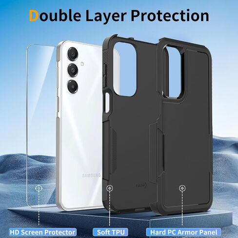 for Galaxy A16 5G Phone Case,[Military Grade Drop Tested] with Screen Protector, Dual Layer Protective Heavy Duty Cell Phone Cover Non-Slip Shockproof Rugged Case for Samsung Galaxy A16 5G (Black) in Saudi Arabia