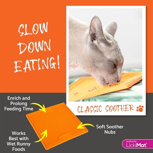 LickiMat Classic Playdate, Cat Slow Feeder Lick Mat, Boredom anxiety reducer; Perfect for Food, Treats, Yogurt, or Peanut Butter. Fun Alternative to a Slow Feed Cat Bowl or Dish, Green in Kuwait
