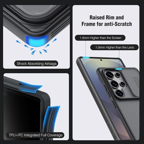 حافظة Nillkin لهاتف Samsung Galaxy S26 Ultra مع غطاء كاميرا، [حماية العدسة] غطاء صلب واقٍ مقاوم للصدمات من الدرجة العسكرية حافظة هاتف رفيعة لهاتف Galaxy S26 Ultra مقاس 6.9 بوصة أسود in Kuwait