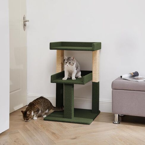 Naomi Home Nala Cat Tree for Large Cats, Cat Activity with Scratching Post, Cat Tower for Large Cats, 3 Level Cat Play Perch, Cat Climbing Tower, Cat Tree for Indoor Cats Multi-Level Cat, Green in Kuwait