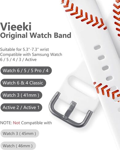 Watch Bands Compatible with Samsung Galaxy Watch 40mm 42mm 44mm 45mm 46mm, 20mm Pattern Replacement Silicone Strap for Galaxy Wacth 7/ 6/ 5/ 4/ 5/ 5 Pro/ Wacth 4 Classic/ Wacth 3 (41mm)/ Wacth Active 2 in Kuwait