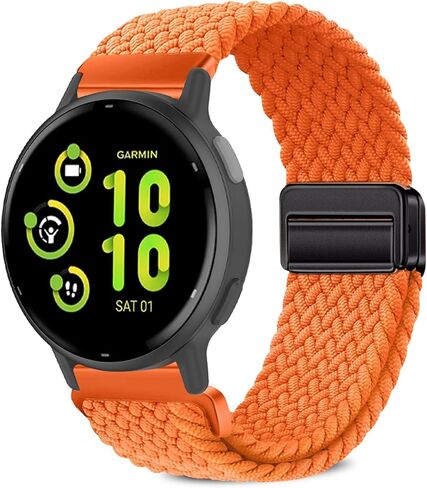 نطاقات مراقبة مضفر مغناطيسية متوافقة مع Garmin Vivoactive 6/Vivoactive 5/Vivoactive 3/Venu SQ 2/Venu Sq/Forerunner 165،20mm ، حزام نايلون الرياضي للنساء الرجال in Kuwait