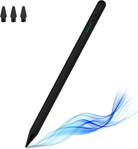 Active Stylus Pens for Touch Screens Rechargeable Tablet Pen Tip Magnetic Pencil Stylus Pen for iOS/Android/Tablet/Phones/iPad pro/Mini/Air and Other Smartphone Device (Black) in Saudi Arabia