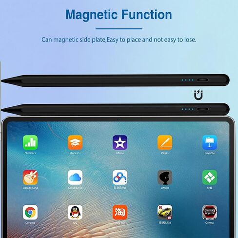 Active Stylus Pens for Touch Screens Rechargeable Tablet Pen Tip Magnetic Pencil Stylus Pen for iOS/Android/Tablet/Phones/iPad pro/Mini/Air and Other Smartphone Device (Black) in Saudi Arabia