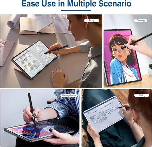 Active Stylus Pens for Touch Screens Rechargeable Tablet Pen Tip Magnetic Pencil Stylus Pen for iOS/Android/Tablet/Phones/iPad pro/Mini/Air and Other Smartphone Device (Black) in Saudi Arabia