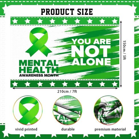 7x5ft Mental Health Awareness Month Backdrop Green Ribbon Photography Background Mental Health Awareness Party Decorations Photo Studio Props in Kuwait