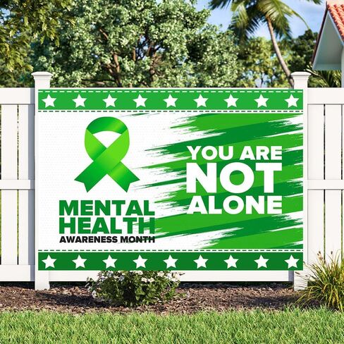 7x5ft Mental Health Awareness Month Backdrop Green Ribbon Photography Background Mental Health Awareness Party Decorations Photo Studio Props in Kuwait