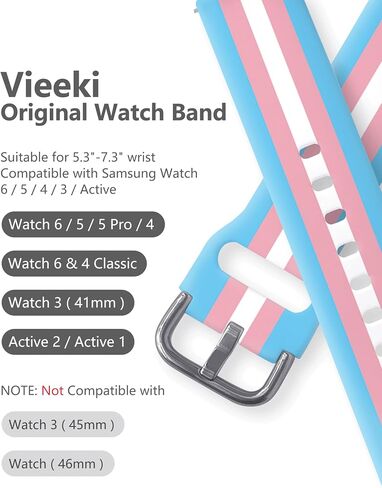 Watch Bands Compatible with Samsung Galaxy Watch 40mm 42mm 44mm 45mm 46mm, 20mm Pattern Replacement Silicone Strap for Galaxy Wacth 7/ 6/ 5/ 4/ 5/ 5 Pro/ Wacth 4 Classic/ Wacth 3 (41mm)/ Wacth Active 2 in Saudi Arabia