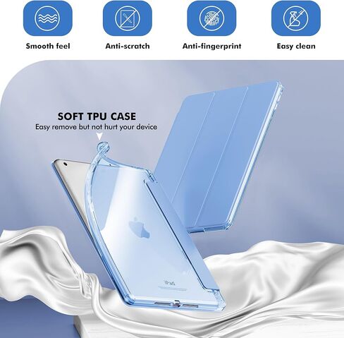 INFILAND Case for iPad 9th Generation 2021/ iPad 8th Generation 2020/ iPad 7th Generation 2019, iPad 10.2 inch Smart Crystal Clear Protective Slim Case Cover with Pencil Holder (Silvery) in Saudi Arabia
