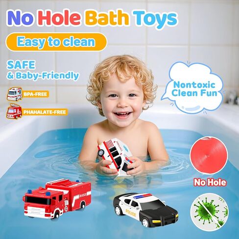 No Hole Bath Toys for Babies and Toddlers, Car Bath Toys for Infant Kids 1-3, Beach Pool Bathtub Toys for Kids, Baby Bath Toys 0 1-3 6 12 18 Month, Birthday for Kids Boys Girls in Saudi Arabia