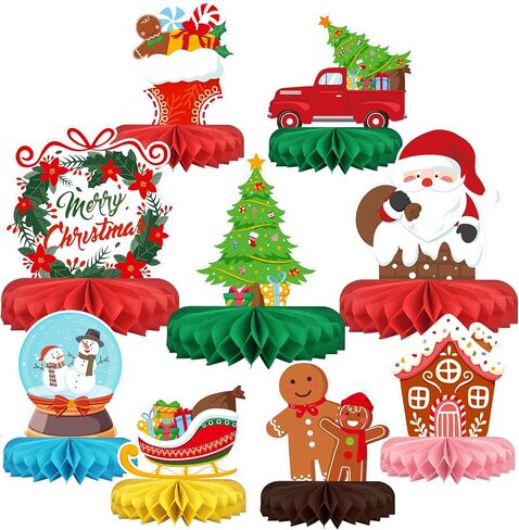 Happy Birthday Decorations Set - Colorful Birthday Themed Honeycomb Centerpiece, Table Decoration for Kids' Birthday Party Supplies in Saudi Arabia