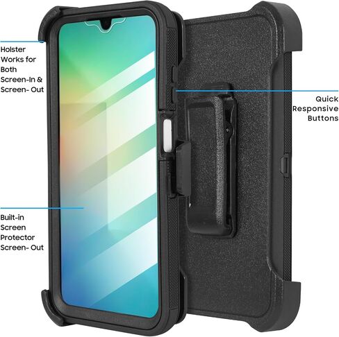 متوافق مع Samsung Galaxy A26 5G ، بنيت في واقي الشاشة ، حزام مقطع الحافظة Defender Defender Case Dustproof Protection (Deer) in Kuwait