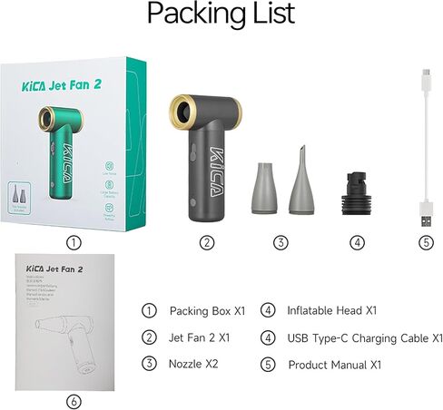 KiCA Jetfan 2.0 Electric Air Duster+Vacuum Accessory Combo for Computer/Keyboard/House Cleaning/Camera Lens/Camping/BBQ/Car/Barbershop,100000RPM,Two Nozzle/Long Battery,Air Can Substitute Tool-Red in Saudi Arabia