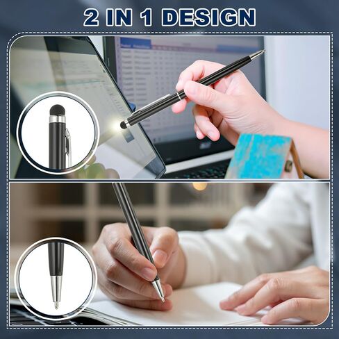 Patikil Ballpoint Pen مع طرف القلم ، 4pcs 2 في 1 حبر معدني سليم سوداء 1.0 مم قلم الأسلوب المتوسطة لمكتب شاشات اللمس ، الوردي in Kuwait