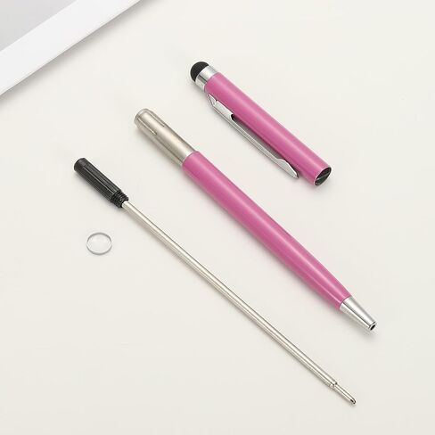 Patikil Ballpoint Pen مع طرف القلم ، 4pcs 2 في 1 حبر معدني سليم سوداء 1.0 مم قلم الأسلوب المتوسطة لمكتب شاشات اللمس ، الوردي in Kuwait