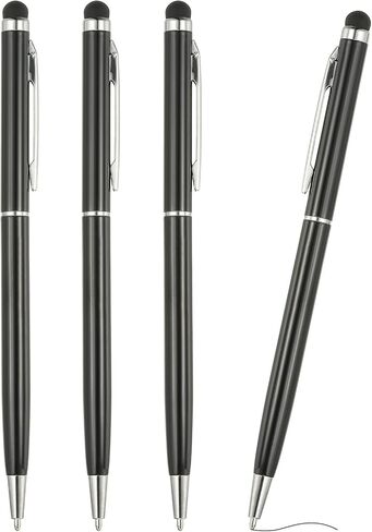Patikil Ballpoint Pen مع طرف القلم ، 4pcs 2 في 1 حبر معدني سليم سوداء 1.0 مم قلم الأسلوب المتوسطة لمكتب شاشات اللمس ، الوردي in Kuwait