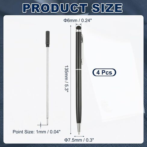 Patikil Ballpoint Pen مع طرف القلم ، 4pcs 2 في 1 حبر معدني سليم سوداء 1.0 مم قلم الأسلوب المتوسطة لمكتب شاشات اللمس ، الوردي in Kuwait