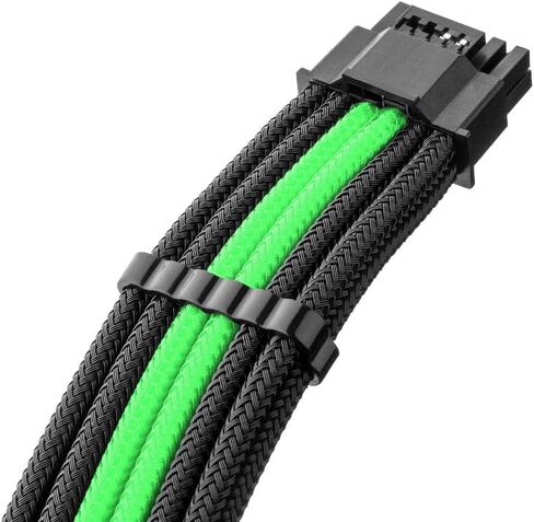 CableMod Pro ModMesh Sleeved 12V-2x6 12VHPWR 90° StealthSense PCIe Extension - Variant B (Black + Light Green, 90° 16-pin to Triple 8-pin, 45cm) in Saudi Arabia