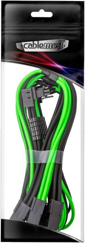 CableMod Pro ModMesh Sleeved 12V-2x6 12VHPWR 90° StealthSense PCIe Extension - Variant B (Black + Light Green, 90° 16-pin to Triple 8-pin, 45cm) in Saudi Arabia